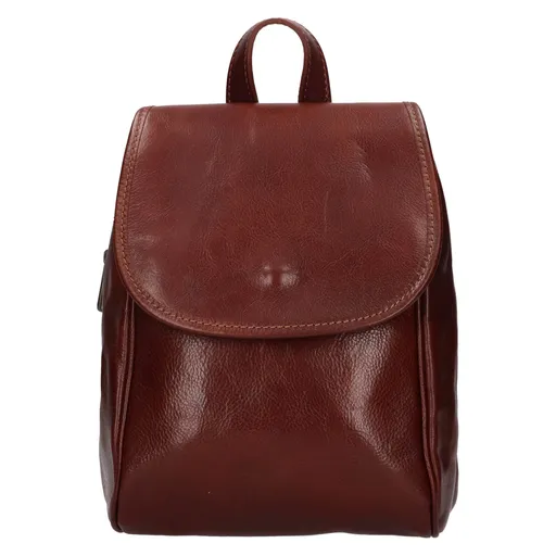 Menší kožený dámský batoh Italia Melas - hnědá