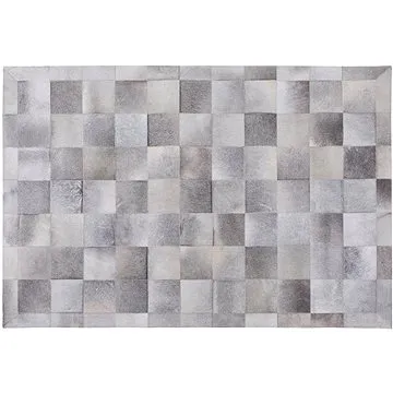 Šedý kožený patchwork koberec 160x230 cm ALACAM, 73717 (beliani_73717)