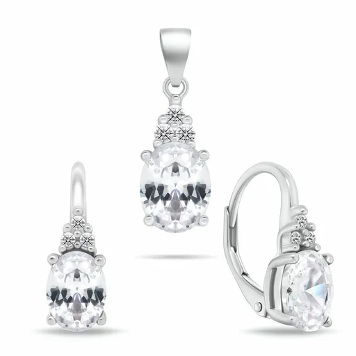 Brilio Silver Stříbrný set šperků s kubickými zirkony SET293W (přívěsek, náušnice)