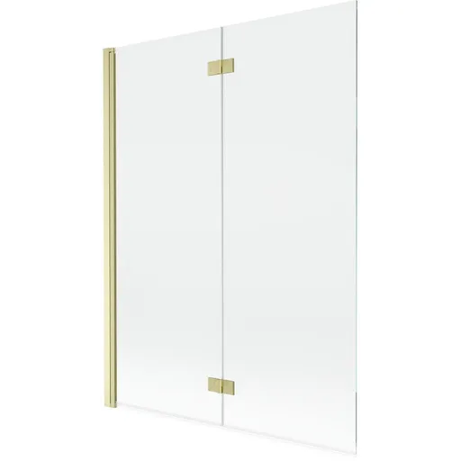 MEXEN MIST vanová zástěna 130x150 cm 6mm 2-s, zlatá kartáčovaná, čirá, levá 8A9-130-002-55-00-L