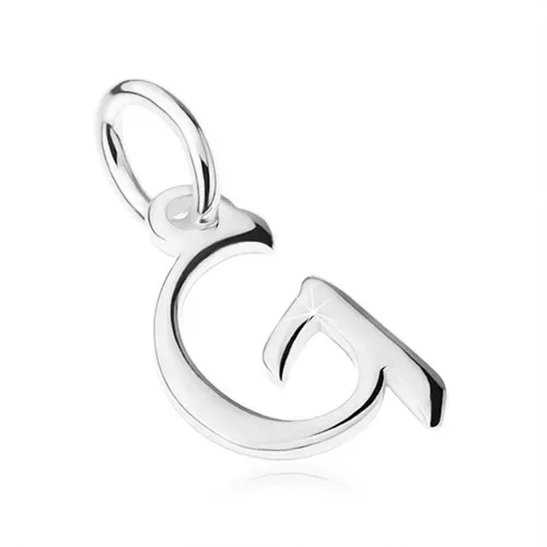 Přívěsek ze stříbra 925, zrcadlově lesklé velké tiskací písmeno "G"