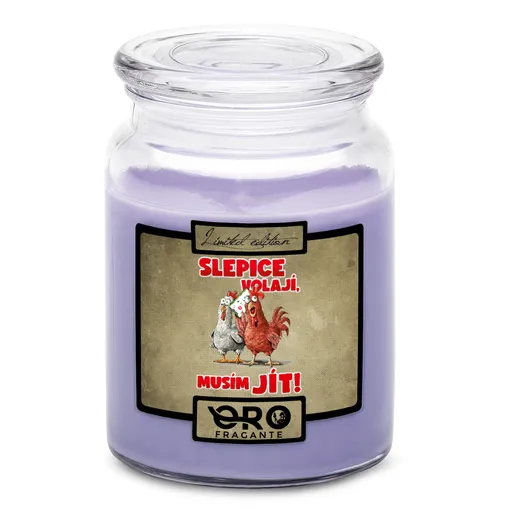 Svíčka Slepice volají (Vůně svíčky: Levandule)