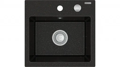 MEXEN Milo granitový dřez 1-miska 435x410 mm, černá / kovové zlato 6505441000-75