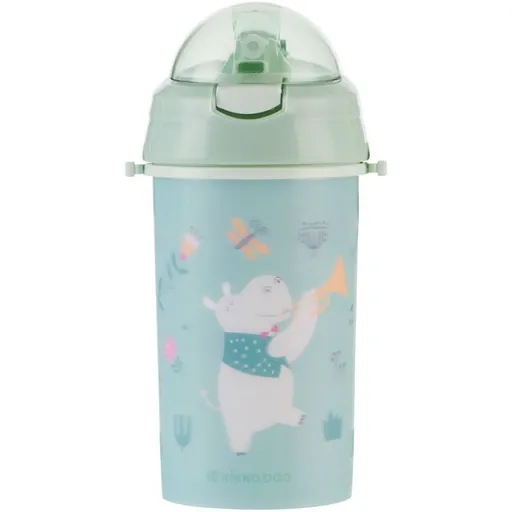 KikkaBoo Hrnek se silikonovým brčkem a popruhem 450ml Music Fest Mint