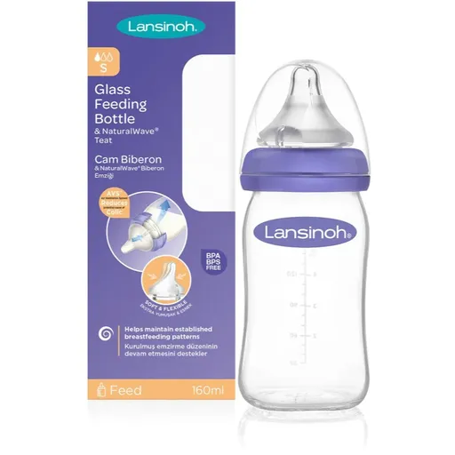 Lansinoh NaturalWave Glass kojenecká láhev Slow 160 ml