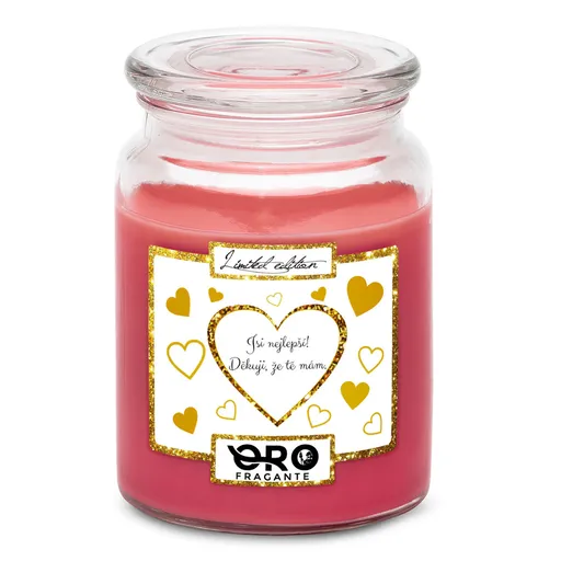 Svíčka Děkuji, že tě mám (Vůně svíčky: Višně v čokoládě)