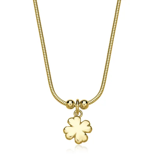 S'Agapõ Pozlacený náhrdelník pro štěstí Čtyčlístek Click SCK283