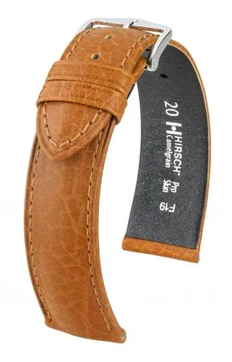 Řemínek Hirsch Camelgrain - medový - 20 mm - L – Standardní délka (doporučujeme) - 18 mm - Zlatá