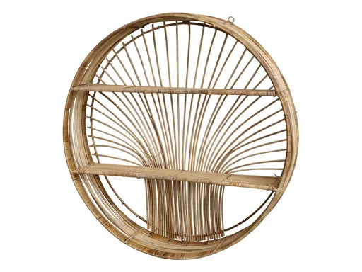 Nástěnná kulatá ratanová polička s dekorem stromu Tree - Ø 60*12cm Chic Antique