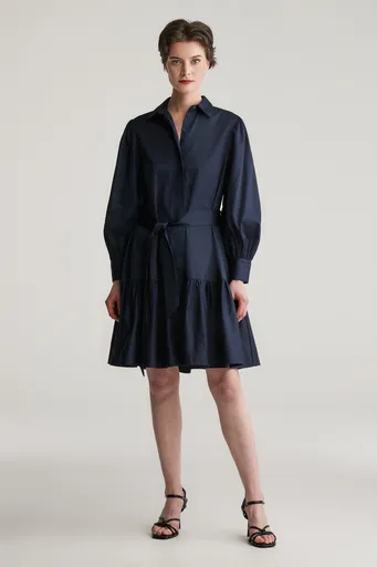 ŠATY GANT COTTON SATIN MINI DRESS EVENING BLUE