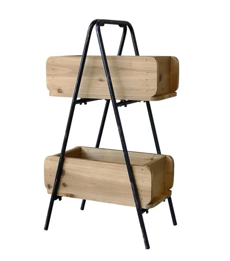 Dřevěná polička se 2ks forem Brick Mould - 30*20*53 cm Chic Antique