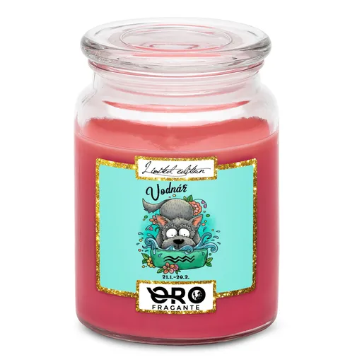 Svíčka Psí znamení – vodnář (Vůně svíčky: Višně v čokoládě)