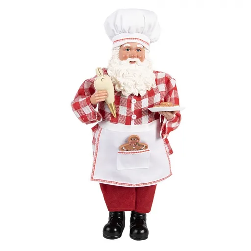 Červená vánoční dekorace figurka Santa Claus cukrář - 22*19*45 cm Clayre & Eef