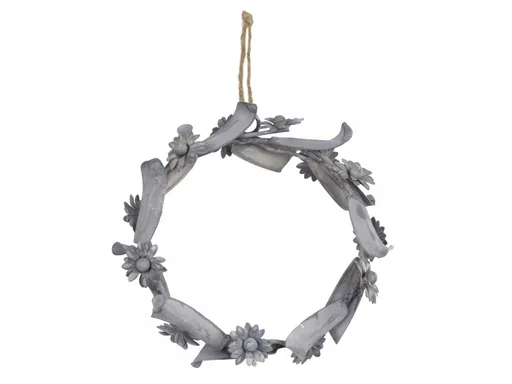 Kovový závěsný věneček s kvítky - Ø 13 cm Chic Antique