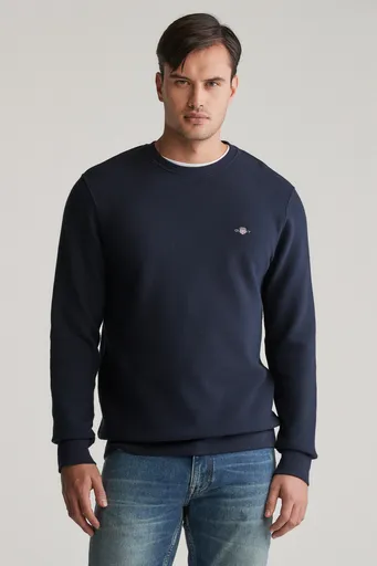 MIKINA GANT TEXTURE C-NECK SWEAT EVENING BLUE