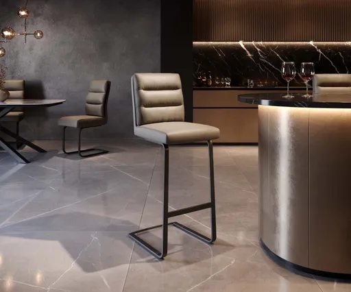 Barová židle Pela-Flex pravá kůže béžová konzolová podnož