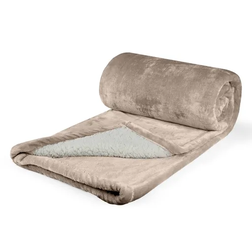 Polášek Mikroflanelová deka s beránkem - Bílá káva | 150 x 200 cm