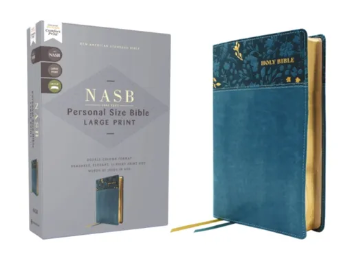 NASB, Personal Size Bible, Large Print, Leathersoft, Teal, Red Letter, 1995 Text, Comfort Print - Zondervan