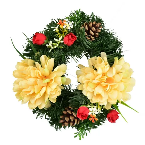 Dušičkový věneček Oranžové chryzantémy, 20 cm