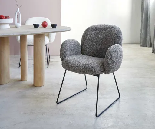 Jídelní židle Nube-Flex tenká podnož kovová černá bouclé