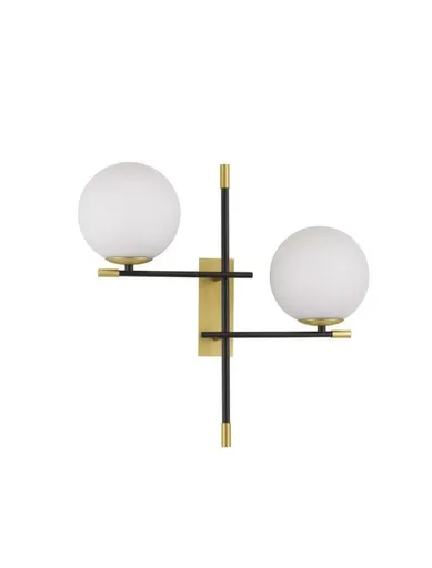 NOVA LUCE nástěnné svítidlo GITCHI matná černá a zlatý kov opálové sklo G9 2x5W 230V IP20 bez žárovky 9009297