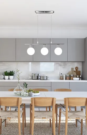 Závěsná lampa s chromovým kulovým stínidlem 3xG9 Oden