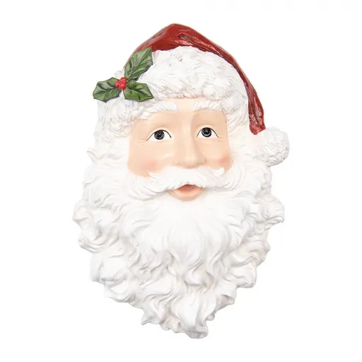 Nástěnná vánoční dekorace hlava Santa Claus - 32*9*45 cm Clayre & Eef