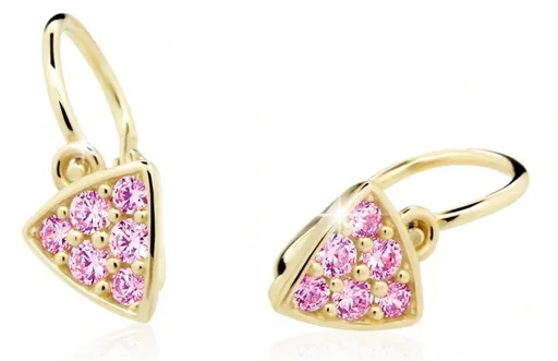 Cutie Jewellery Třpytivé dětské náušnice ze žlutého zlata C2207-10-X-1 růžová