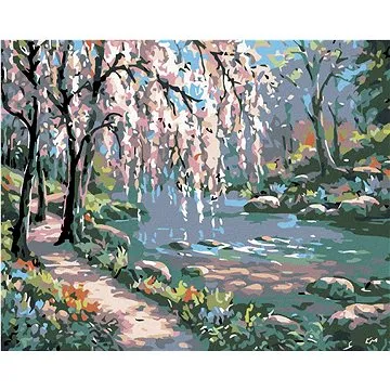 Malování podle čísel - Růžový strom nad řekou (HRAmal00470nad)