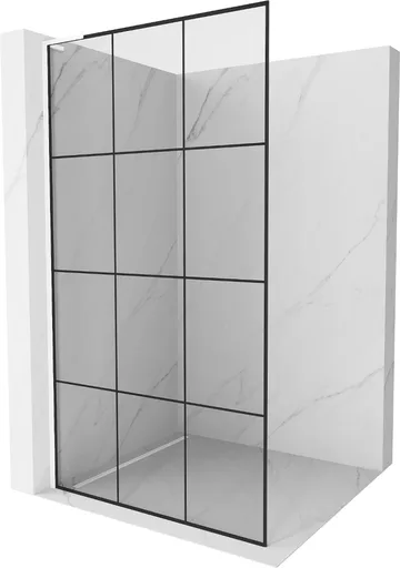 MEXEN/S Kioto L Sprchová zástěna WALK-IN 100 x 200, černý vzor, bílá 800-100-103-20-77