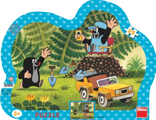 Puzzle Krtek se žlutým autem 25 dílků deskové - Zdeněk Miler