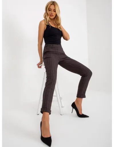 Dámské kalhoty s kapsami kostkované JUDITH tmavě šedé