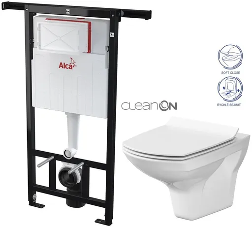 Předstěnový instalační systém bez tlačítka + WC CERSANIT CLEANON CARINA + SEDÁTKO AM102/1120 X CA3