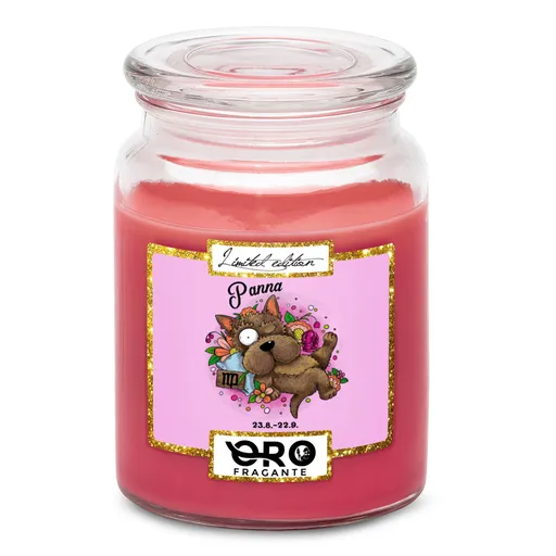 Svíčka Psí znamení – panna (Vůně svíčky: Višně v čokoládě)