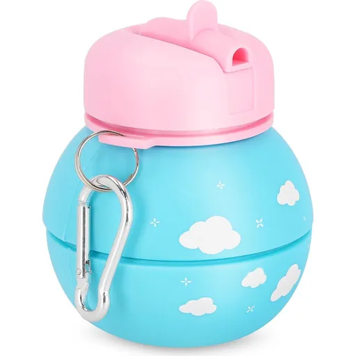 Spokey Cort Skládací silikonová láhev, modro-růžová, 520 ml