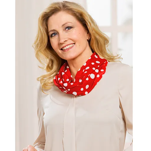 Kulatý šál s puntíky, modrá-bílá