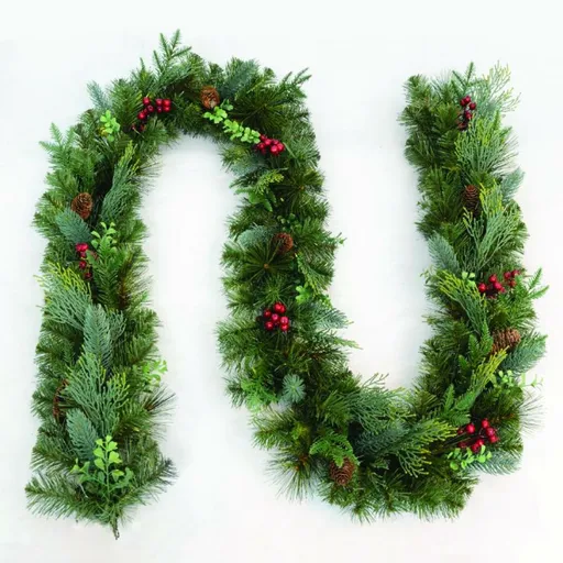 ACA Lighting vánoční girlanda PE/PVC bobule a šišky 270cm X162707