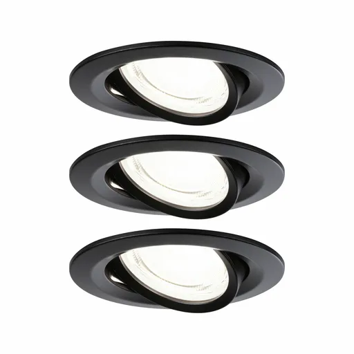 PAULMANN LED vestavné svítidlo Nova Coin 3ks sada kruhové 84mm 50° 3x2,8W 230V 4000K černá mat