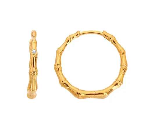 Hot Diamonds Pozlacené kruhové náušnice s diamantem Golden Edit Hope DE842