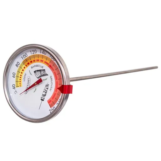 Teploměr nerez do udírny pr. 7,5 cm s clipem - ORION