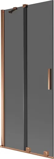 MEXEN/S Velar dvoukřídlá posuvná vanová zástěna 80 x 150, grafit, růžové zlato 896-080-000-41-60