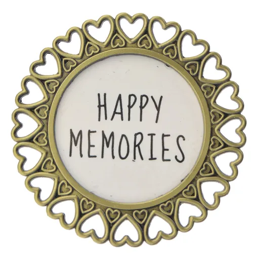 Zlatý kulatý fotorámeček se srdíčky - Ø 6 cm MLFF0002GO