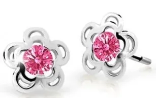 Cutie Jewellery Půvabné dětské náušnice z bílého zlata C2204-30-X-2 fuchsiová