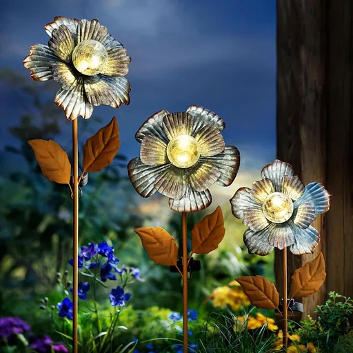 Solární zahradní zápichy Květinové trio, sada 3 ks