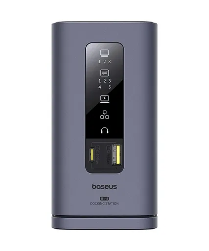 Baseus Dokovací stanice Spacemate 11v1 (USB-C PD, USB-C, 2x USB-A, 3x HDMI) šedá