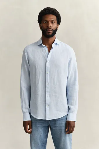 KOŠILE GANT REG LINEN STRIPE SHIRT SKY BLUE