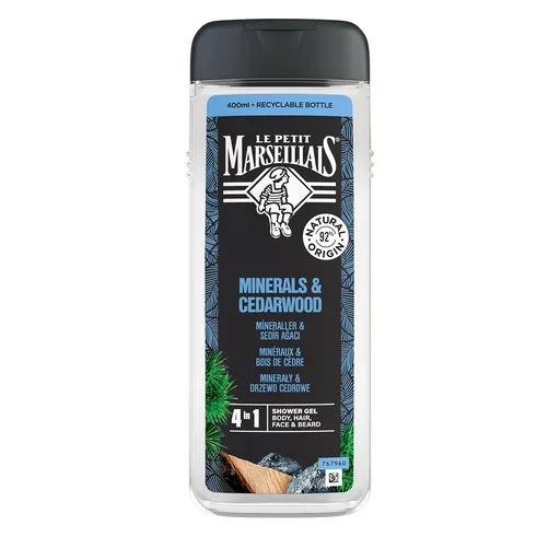 Le Petit Marseillais Sprchový gel 4 v 1 Minerals & Cedarwood Shower Gel 400 ml