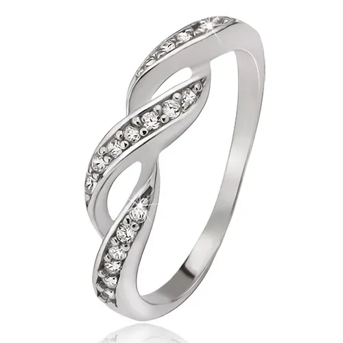 Prsten ze stříbra 925, zirkonové vlnky - Velikost: 59