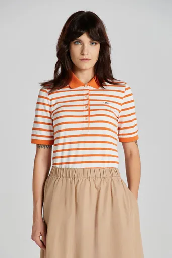 POLOKOŠILE GANT SLIM STRIPED SHIELD SS PIQUE POLO PUMPKIN ORANGE