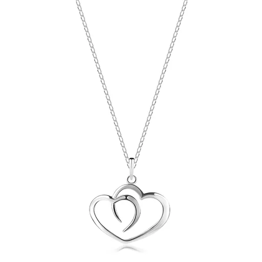 Náhrdelník ze stříbra 925 - linie dvou srdcí na řetízku z podlouhlých oček
